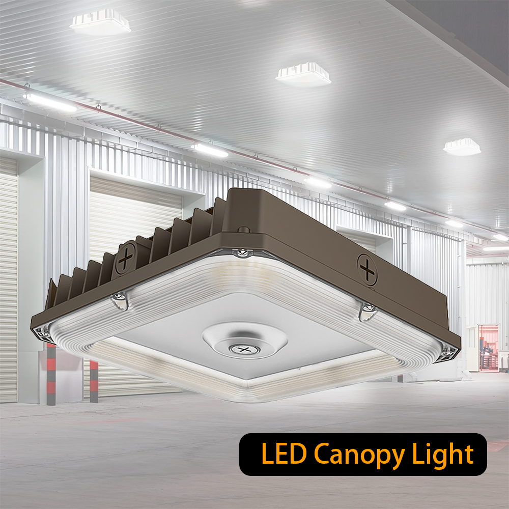 LED Canopy Lights LED Parking Garage Canopy Light - 3 Selectable Wattages Up To 100W - 3 CCT Selectable - 13,500 Lumens Max - 320W MH Equal