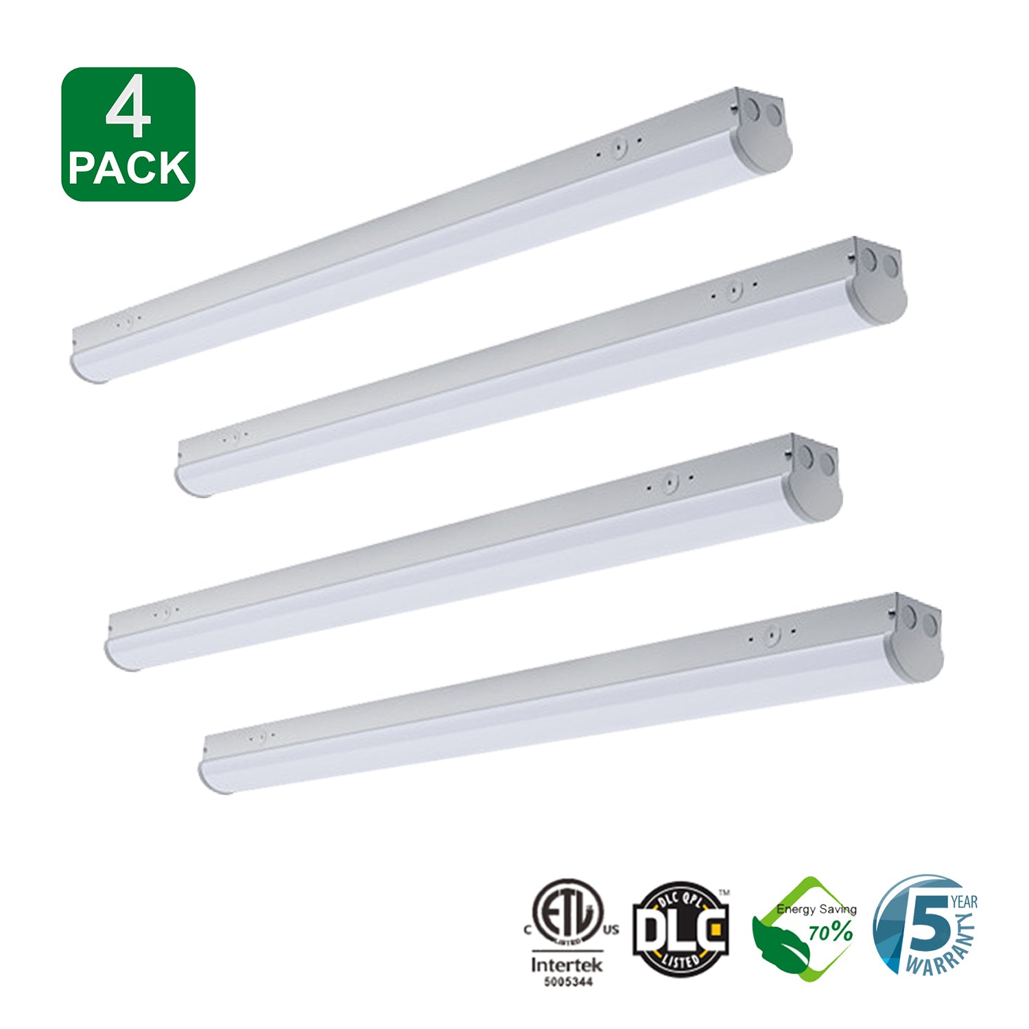 4FT LED Linear Strip Light - 3 Selectable Wattages Up To 40W - 3 CCT Selectable - 5,200 Lumens Max - Pack Of 4